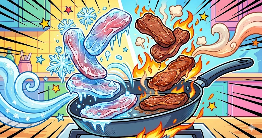 スーパーの「1cmの薄い肉」を最高級のミディアムレアにする極意｜常温に戻すな、動かしマクレ。